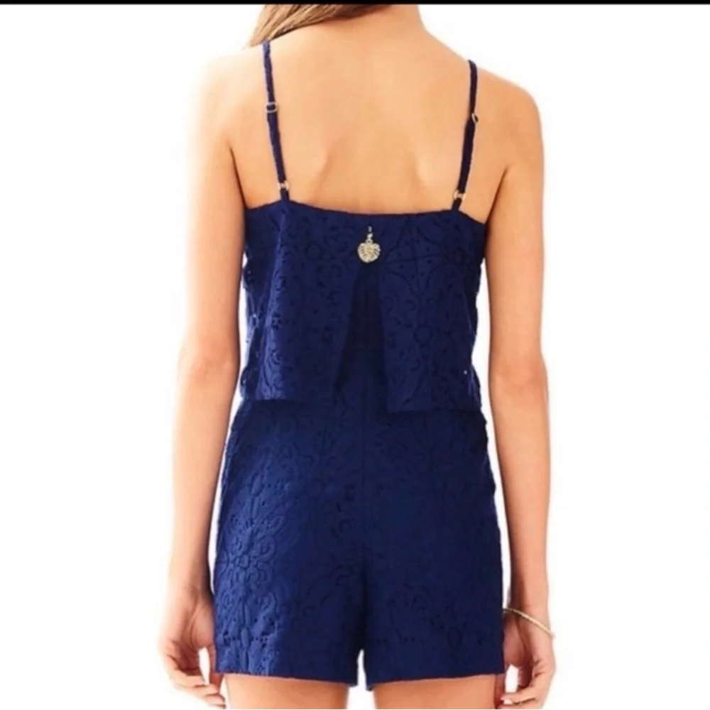 Lilly Pulitzer Midnight Blue Lace Romper - Picture 2 of 9
